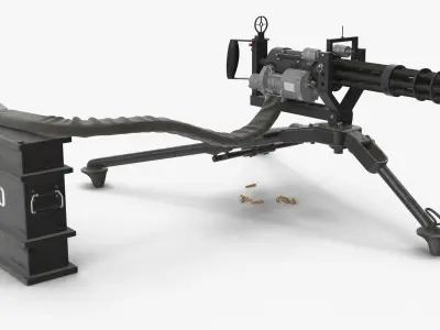 M134 Minigun Tripod Mounted and Ammo Crate Collection 3D Model Pack