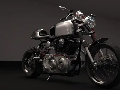 Cafer racer chrome motocycle 3D model