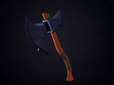 Styized Battle Axe - Game Ready PBR Low Poly Model Free low-poly 3D model