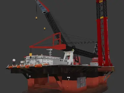 Heerema Balder Semi Submersible Crane Offshore Vessel Low-poly 3D model