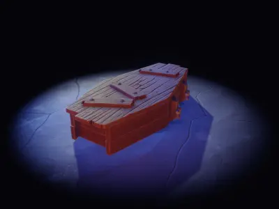 Stylized Coffin Low-poly 3D model purchase