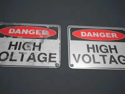 Plastic Danger Sign 2 PBR Game Ready Low-poly 3D model