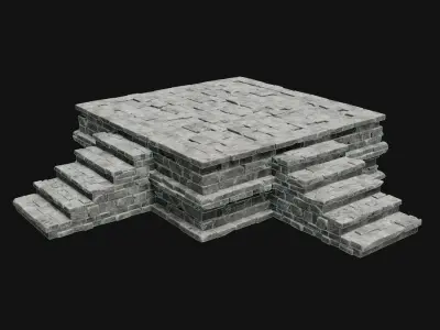 AZTEC MAYAN INKA MESOAMERICA STONE PLATFORM STAIRS COLLECTION 3D model
