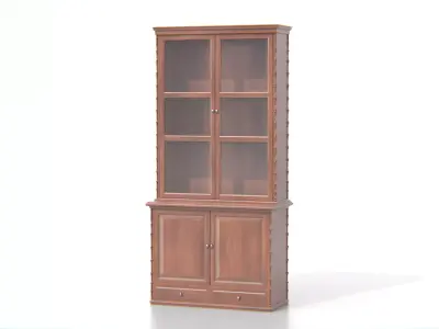 Antique Wooden Hutch Cabinet 03 Low-poly 3D model