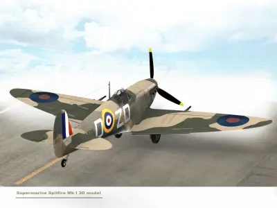 Supermarine Spitfire Mk I Low-poly 3D model
