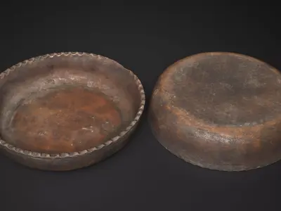 Rustic Clay Plate Low-poly 3D model