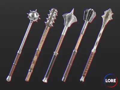Medieval Collection Weapons Maces 3D Model Pack purchase