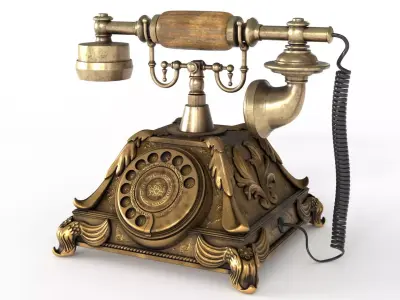 Vintage Phone Low-poly 3D model