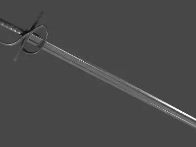 Langsax sword with Flamberge handle Low-poly 3D model