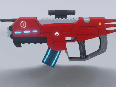 Low Poly Sci-Fi Gun - PBR - Game Ready Low-poly 3D model