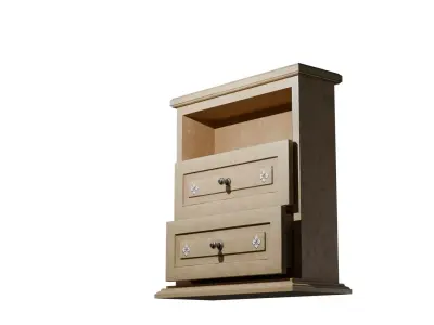Vintage Tv Stand With Shelves 3D model