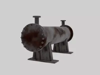 Detailed Rusted Heat Exchanger Reactor  Low-poly 3D model