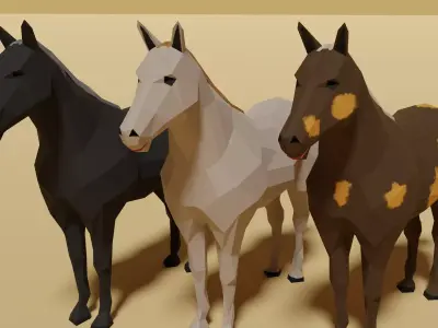Low Poly Horses Pack Low-poly 3D model