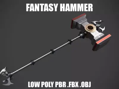 Fantasy Hammer Low-poly 3D model