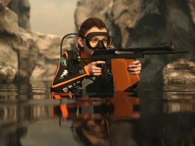 Aps Underwater Gun for G8F 3D model