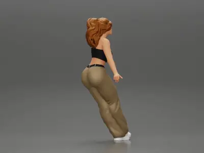 lowrider chola girl is leaning against the car mini shirt 3D print model