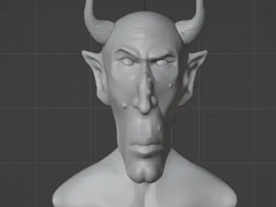 Satyr head of devil with horns 3D model