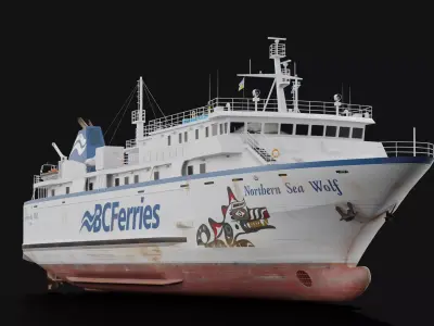 Passenger Ro-Ro Cargo Ship Low-poly 3D model