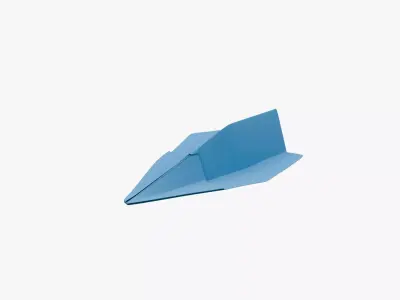 Paper Plane Blue Low-poly 3D model