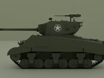 M4A2 Sherman 76w Low-poly 3D model