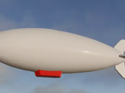 Zeppelin airship in sky Low-poly 3D model