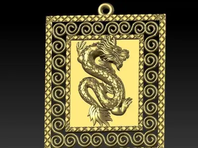 Custom Chinese Dragon Pendant  3D Print 3D print model 3D print model