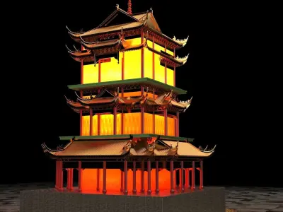 Chinese ancient tower  3D model get