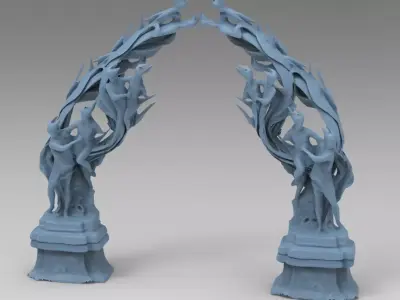 Dantes Inferno Fire dance Archway Low-poly 3D model