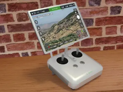 Drone with Turret and Controller Low-poly 3D model