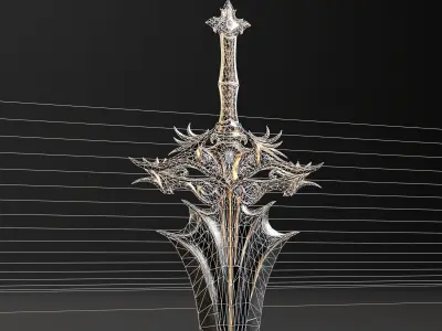 High Paladin Sword  Low-poly 3D model