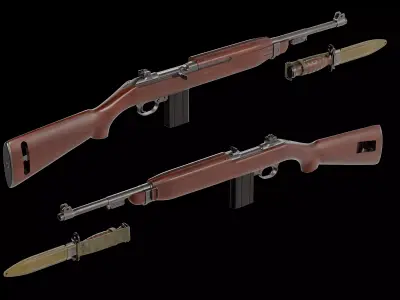 M1 Carbine semi-automatic rifle Low-poly 3D model