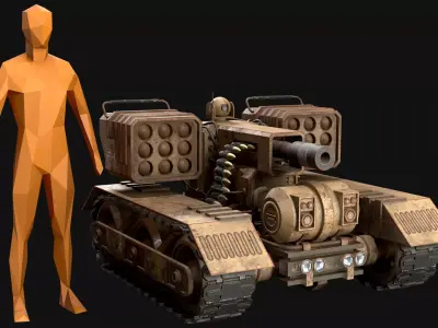UGV Concept-3B-Desert-Rusty Low-poly 3D model