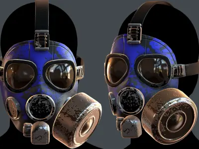 Gas mask helmet 3d model scifi Low-poly  Low-poly 3D model 8