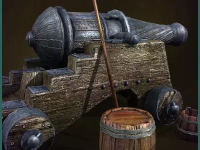 Medieval Cannon Low-poly 3D model