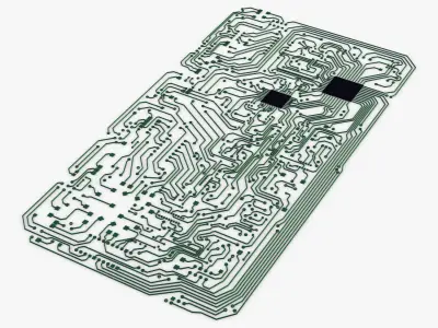 Electronic circuit board v 2 Low-poly 3D model