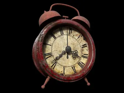 Realistic alarm vintage clock Low-poly 3D model