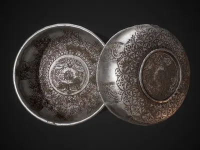 PBR Silver Bowl Low-poly 3D model