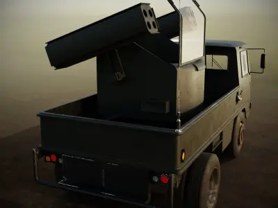 truck military with two guns Free low-poly 3D model