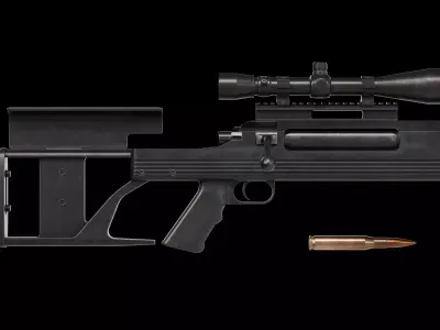 ArmaLite AR50 bolt action rifle Low-poly 3D model