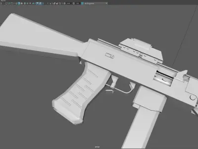 Low Poly Submachine Gun  Low-poly 3D model