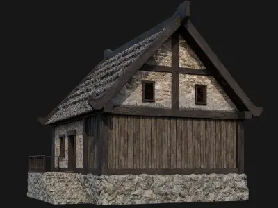 Old House Building 4K Textures GameReady 197 Low-poly 3D model
