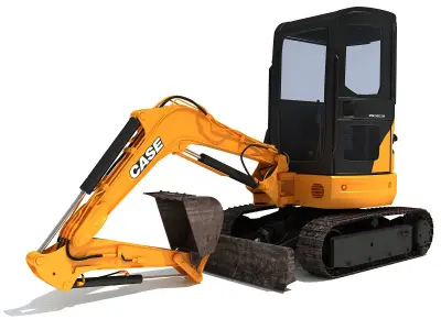 Yellow Mini Excavator Case 3D model