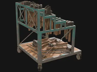 Ironwork Tools Rack 3 Low-poly 3D model