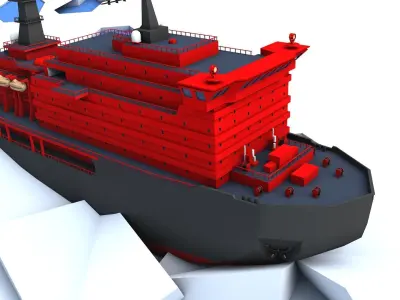 icebreaker ship in ice Low-poly 3D model