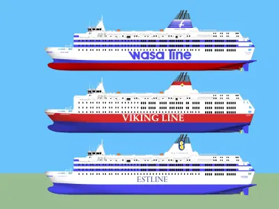 MS Estonia - Wasa King - Viking Sally - Trio Pack 3D model