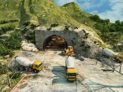 Entrance of underground military tunnel - missile base 3D model