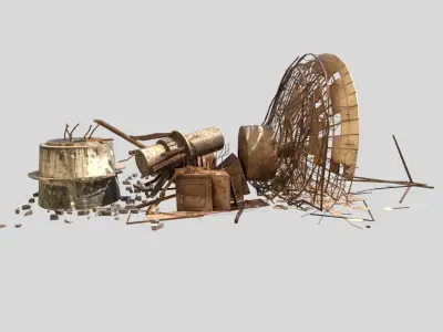 Destroyed Satellite Antenna Dish 3D model