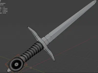 Steel Battle-Worn Sword with Leather Grip and Golden Pommel Free low-poly 3D model