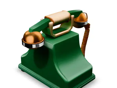 Vintage Green Rotary Phone 3D Model Low-poly 3D model