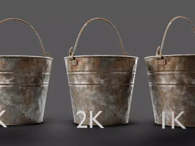   Dirty Rusty Metal Bucket Low-poly 3D model